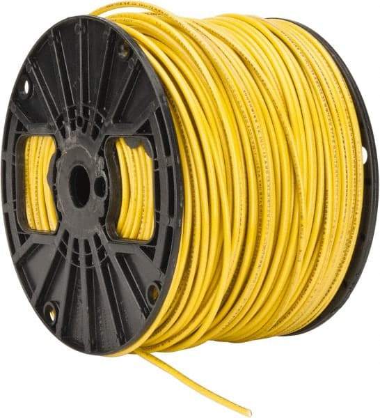 Southwire - THHN/THWN, 12 AWG, 20 Amp, 500' Long, Stranded Core, 19 Strand Building Wire - Yellow, Thermoplastic Insulation - USA Tool & Supply