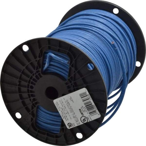 Southwire - THHN/THWN, 10 AWG, 30 Amp, 500' Long, Stranded Core, 19 Strand Building Wire - Blue, Thermoplastic Insulation - USA Tool & Supply