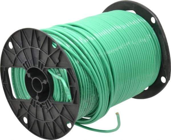 Southwire - THHN/THWN, 10 AWG, 30 Amp, 500' Long, Stranded Core, 19 Strand Building Wire - Green, Thermoplastic Insulation - USA Tool & Supply