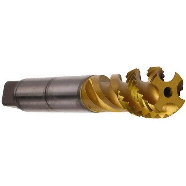 Emuge - M12x1.75 Metric 4 Flute 6H Bottoming Spiral Flute Tap - Cobalt, TiN Finish, 110mm OAL, Right Hand Flute, Right Hand Thread, Series Enorm - USA Tool & Supply