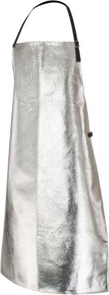 PRO-SAFE - 24 x 39" Aluminized Bib Apron - Aluminized Blended Kevlar, 19 oz Material, Silver & Yellow - USA Tool & Supply