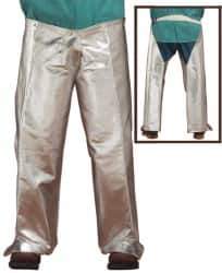 PRO-SAFE - Aluminized Blended Kevlar Hip Leggings - No Pockets, Silver/Yellow - USA Tool & Supply