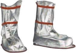 PRO-SAFE - Men's 9-12 Aluminized Overboots - 12" High, Plain Toe, Nonslip Sole, Aluminized Blended Kevlar Upper, Silver - USA Tool & Supply