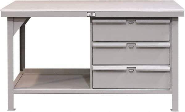 Strong Hold - 72 Wide x 36" Deep x 34" High, Stainless Steel Work Table - Flat Top, Angle Legs, Dark Gray - USA Tool & Supply