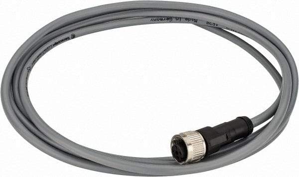 Telemecanique Sensors - 3 Amp, M12 4 Pin Female Straight Cordset Sensor and Receptacle - 250 VAC, 300 VDC, 2m Cable Length, IP67 Ingress Rating - USA Tool & Supply