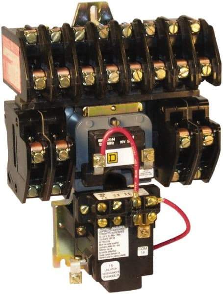 Square D - No Enclosure, 8 Pole, Mechanically Held Lighting Contactor - 20 A (Tungsten), 30 A (Fluorescent), 110 VAC at 50 Hz, 120 VAC at 60 Hz, 8NO Contact Configuration - USA Tool & Supply