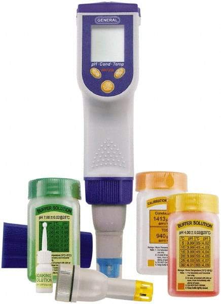 General - 0 to 14 pH, Conductivity/TDS/Salinity/Temp Meter - 32 to 94°F, Flat Surface pH Meter Probe, Accurate up to 1 pH & ±2mV - USA Tool & Supply