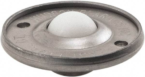 Hudson Bearing - 5/8 Inch Diameter, Round, Nylon Ball Transfer - 1.6875 Inch Overall Diameter, 3/8 Inch Mount Height, 20 Lb. Capacity - USA Tool & Supply