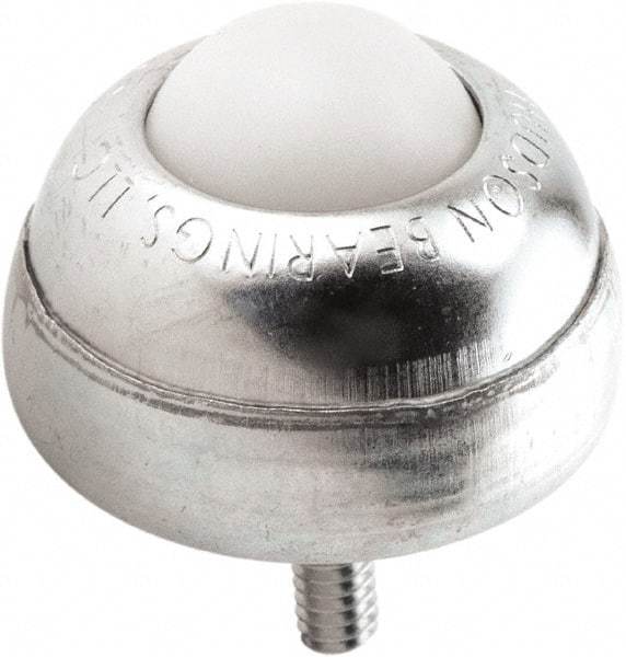 Hudson Bearing - 1 Inch Diameter, Round, Nylon Ball Transfer - 1-3/4 Inch Overall Diameter, 1-3/8 Inch Mount Height, 75 Lb. Capacity - USA Tool & Supply