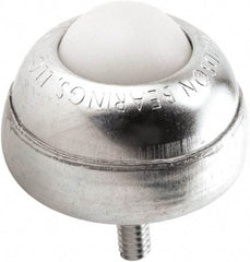 Hudson Bearing - 1 Inch Diameter, Round, Nylon Ball Transfer - 1-3/4 Inch Overall Diameter, 1-3/8 Inch Mount Height, 75 Lb. Capacity - USA Tool & Supply