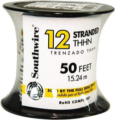 Southwire - THHN/THWN, 12 AWG, 20 Amp, 50' Long, Stranded Core, 19 Strand Building Wire - White, Thermoplastic Insulation - USA Tool & Supply