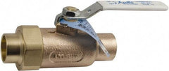 Conbraco - 1-1/2" Pipe, Standard Port, Bronze Single Union Ends Ball Valve - Bi-Directional, Union/Soldered x Union/Soldered Ends, Lever Handle, 600 WOG, 150 WSP - USA Tool & Supply