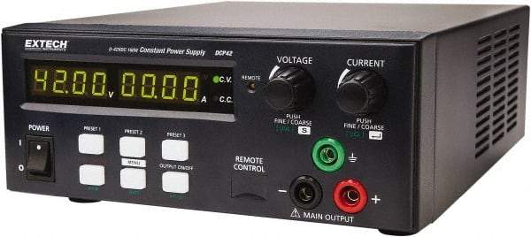 Extech - 160 Watt, 10 Amp, 120 VAC Input, 42 VDC Output, Benchtop Power Supply - 1 Output, LED Display - USA Tool & Supply