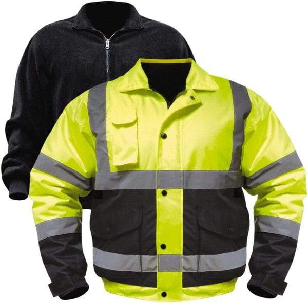 Utility Pro Wear - Size 4XL Cold Weather & High Visibility Jacket - Yellow, Black, Polyester & Teflon, Zipper, Snaps Closure, 58 to 60" Chest - USA Tool & Supply