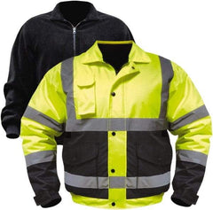 Utility Pro Wear - Size 3XL Cold Weather & High Visibility Jacket - Yellow, Black, Polyester & Teflon, Zipper, Snaps Closure, 54 to 56" Chest - USA Tool & Supply