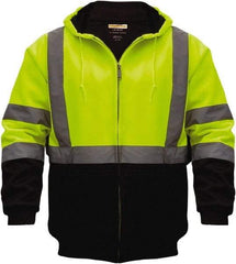 Utility Pro Wear - Size 4XL Cold Weather & High Visibility Sweatshirt - Yellow, Black, Polyester & Teflon, Zipper Closure, 58 to 60" Chest - USA Tool & Supply