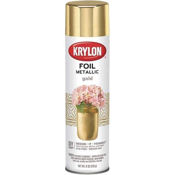 Krylon - Gold Foil, Gloss, Metallic Spray Paint - 8 oz Container - USA Tool & Supply