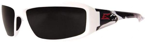 Edge Eyewear - Smoke Lenses, Framed Polarized Glasses - Scratch Resistant, White Nylon Frame, Size Universal, Wrap Around - USA Tool & Supply