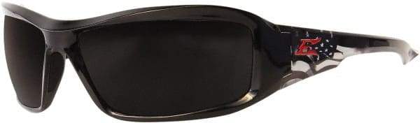 Edge Eyewear - Smoke Lenses, Framed Polarized Glasses - Scratch Resistant, Black Nylon Frame, Size Universal, Wrap Around - USA Tool & Supply