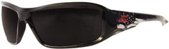 Edge Eyewear - Smoke Lenses, Framed Polarized Glasses - Scratch Resistant, Black Nylon Frame, Size Universal, Wrap Around - USA Tool & Supply