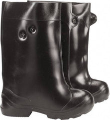 Winter Walking - Men's 10-11.5 (Women's 12-13.5) Traction Overshoes - 15" High, Plain Toe, Nonslip Sole, PVC Upper, Black - USA Tool & Supply