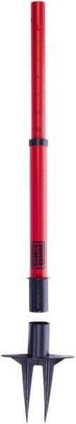 Banner Stakes - 22 to 42" High, 2-3/8" Pole Diam, Stanchion - 9" Base Diam, Removable Spike Nylon Base, Red Plastic Post, For Outdoor Use - USA Tool & Supply