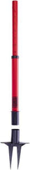 Banner Stakes - 22 to 42" High, 2-3/8" Pole Diam, Stanchion - 9" Base Diam, Removable Spike Nylon Base, Red Plastic Post, For Outdoor Use - USA Tool & Supply