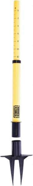 Banner Stakes - 22 to 42" High, 2-3/8" Pole Diam, Stanchion - 9" Base Diam, Removable Spike Nylon Base, Yellow Plastic Post, For Outdoor Use - USA Tool & Supply