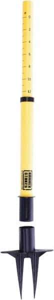 Banner Stakes - 22 to 42" High, 2-3/8" Pole Diam, Stanchion - 9" Base Diam, Removable Spike Nylon Base, Yellow Plastic Post, For Outdoor Use - USA Tool & Supply
