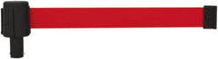 Banner Stakes - 6.61" High x 15' Long x 2-1/2" Wide Retractable Barrier Belt - Plastic & Polyester, Matte Finish, Red, Use with Banner Stakes Plus Stanchion, Banner Stakes Plus Base - USA Tool & Supply