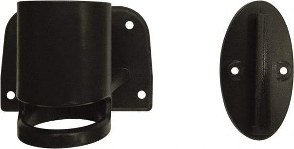 Banner Stakes - 3.49" High x 2" Long x 1" Wide Wall Mount Barrier - Plastic, Matte Finish, Black, Use with Banner Stakes Plus Banner Head - USA Tool & Supply