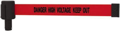 Banner Stakes - 6.61" High x 15' Long x 2-1/2" Wide Retractable Barrier Belt - Plastic & Polyester, Matte Finish, Red, Use with Banner Stakes Plus Stanchion, Banner Stakes Plus Base - USA Tool & Supply