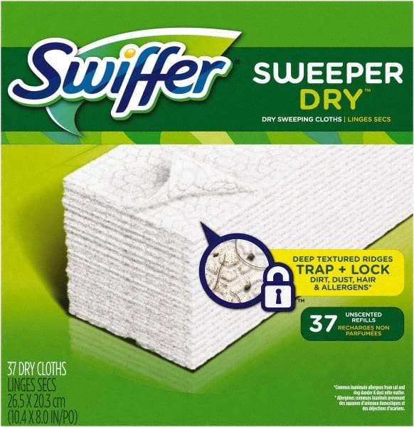 Swiffer - 8" Long x 10.4" Wide Microfiber Dust Mop Pad - Snap-On, White, Rectangular Head - USA Tool & Supply