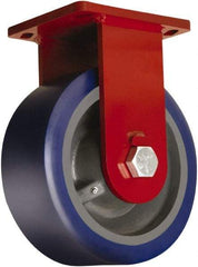 Hamilton - 12" Diam x 4" Wide x 15-1/2" OAH Top Plate Mount Rigid Caster - Polyurethane Mold on Forged Steel, 6,000 Lb Capacity, Tapered Roller Bearing, 6-1/2 x 7-1/2" Plate - USA Tool & Supply