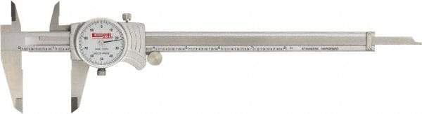 SPI - 0" to 8" Range, 0.001" Graduation, 0.1" per Revolution, Dial Caliper - White Face, 1.94" Jaw Length, Accurate to 0.0015" - USA Tool & Supply