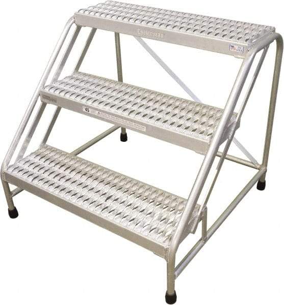 Cotterman - 30" 3 Step Stand - Step Platform, 500 Lb Capacity, 30" Platform Height, 33" Base Width x 35" Base Depth, Grip Strut - USA Tool & Supply