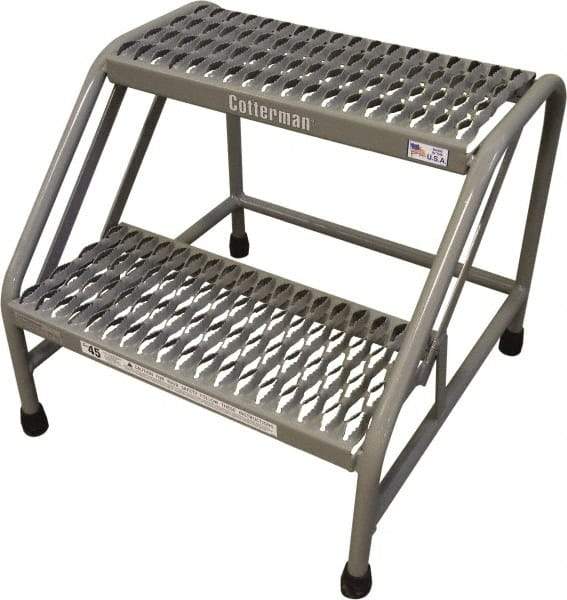Cotterman - 20" 2 Step Stand - Step Platform, 500 Lb Capacity, 20" Platform Height, 23" Base Width x 22" Base Depth, Grip Strut - USA Tool & Supply