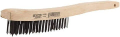 Lincoln Electric - 2 Rows x 9 Columns Brass Wire Brush - 9" OAL, 8-3/4 Trim Length, Wood Handle - USA Tool & Supply