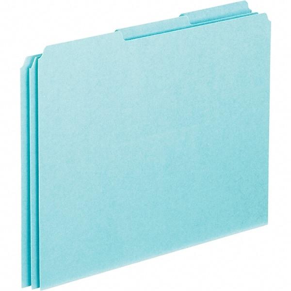 Pendaflex - 8-1/2 x 11" 100 Tabs, Unpunched, Blank Top Tab File Guides - Blue - USA Tool & Supply