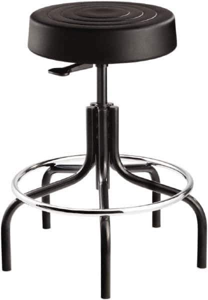 Bevco - 14 Inch Wide x 14-1/2 Inch Deep x 30 Inch High, Tubular Steel Base, Adjustable Height Swivel Stool - Polyurethane Seat, Black - USA Tool & Supply
