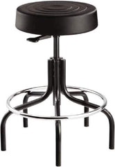 Bevco - 14 Inch Wide x 14-1/2 Inch Deep x 30 Inch High, Tubular Steel Base, Adjustable Height Swivel Stool - Polyurethane Seat, Black - USA Tool & Supply