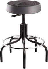 Bevco - 14 Inch Wide x 14-1/2 Inch Deep x 30 Inch High, Tubular Steel Base, Adjustable Height Swivel Stool - Polyurethane Seat, Graphite - USA Tool & Supply