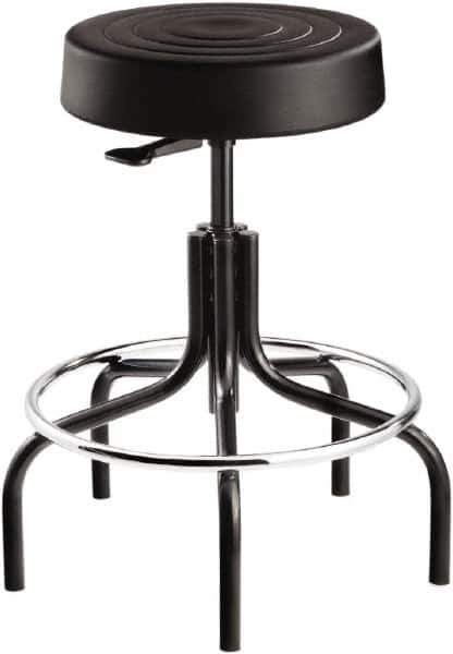 Bevco - 14 Inch Wide x 14-1/2 Inch Deep x 25 Inch High, Tubular Steel Base, Adjustable Height Swivel Stool - Polyurethane Seat, Black - USA Tool & Supply