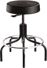 Bevco - 14 Inch Wide x 14-1/2 Inch Deep x 25 Inch High, Tubular Steel Base, Adjustable Height Swivel Stool - Polyurethane Seat, Black - USA Tool & Supply