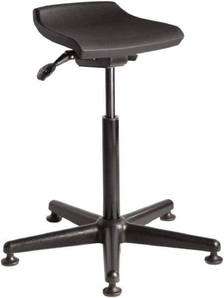 Bevco - 14 Inch Wide x 14 Inch Deep x 32 Inch High, Reinforced Black Nylon Base, Adjustable Height Swivel Stool - Polyurethane Seat, Black - USA Tool & Supply