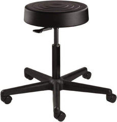 Bevco - 14 Inch Wide x 14-1/2 Inch Deep x 22-1/2 Inch High, Reinforced Black Nylon Base, Adjustable Height Swivel Stool - Polyurethane Seat, Black - USA Tool & Supply