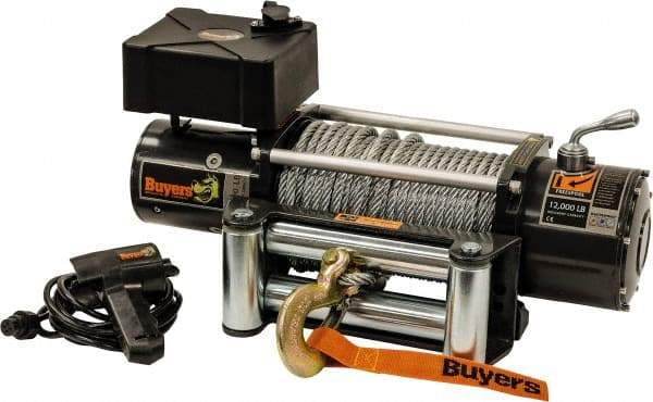 Buyers Products - 12,000 Lb Capacity, 100' Cable Length, Automotive DC Electric Winch - 12 Volts - USA Tool & Supply