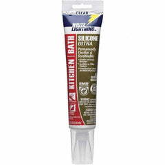 White Lightning - 5.3 oz Tube Clear Silicone Sealant - -80 to 450°F Operating Temp, 30 min Tack Free Dry Time, 24 hr Full Cure Time - USA Tool & Supply