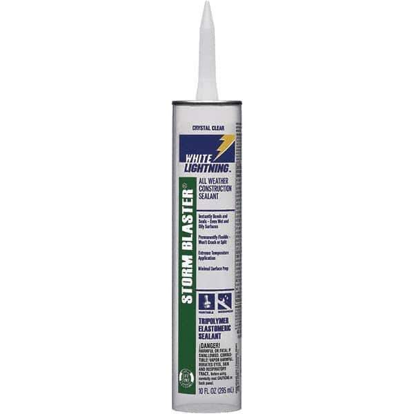 White Lightning - 10 oz Tube Clear Tetrachloroethylene Caulk - -40 to 180°F Operating Temp, 120 min Tack Free Dry Time, 96 hr Full Cure Time - USA Tool & Supply