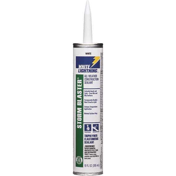 White Lightning - 10 oz Tube White Tetrachloroethylene Caulk - -40 to 180°F Operating Temp, 120 min Tack Free Dry Time, 96 hr Full Cure Time - USA Tool & Supply